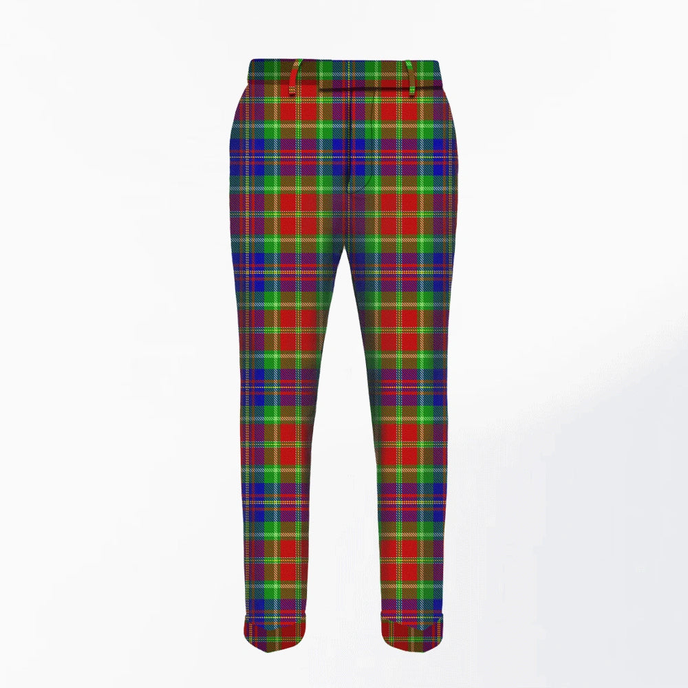  Front view of Hand Made Carr Tartan Trousers with classic tartan pattern and tailored pleats