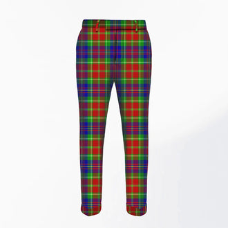  Front view of Hand Made Carr Tartan Trousers with classic tartan pattern and tailored pleats