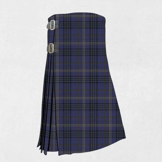Hand made Cassidy tartan kilt with green, blue, and red check pattern