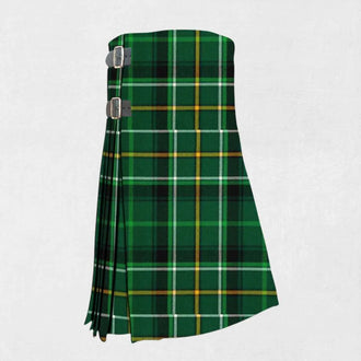 Hand made Celt tartan kilt with green, blue, and red check pattern