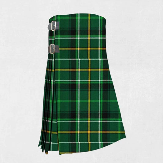 Hand made Celt tartan kilt with green, blue, and red check pattern
