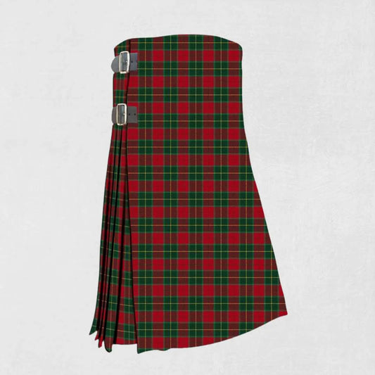 Hand made Christmas tartan kilt in red, green, and white festive pattern
