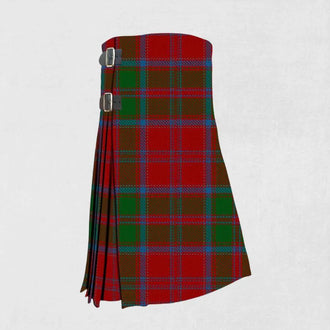 Handmade Drummond tartan kilt in red, green, blue, and black check design
