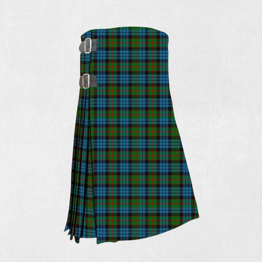 Handmade Fletcher tartan kilt in red, navy, green, and yellow check pattern
