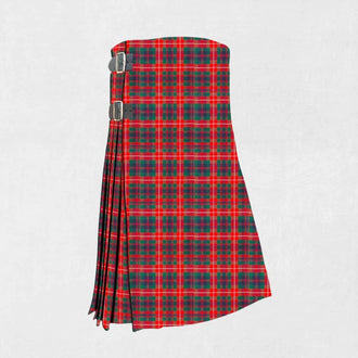 Handmade Fraser of Lovat tartan kilt in green, red, blue, and black pattern
