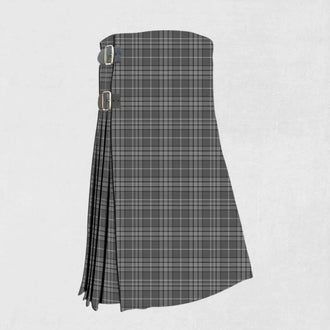 Handmade Hebridean Granite tartan kilt in charcoal grey and black design
