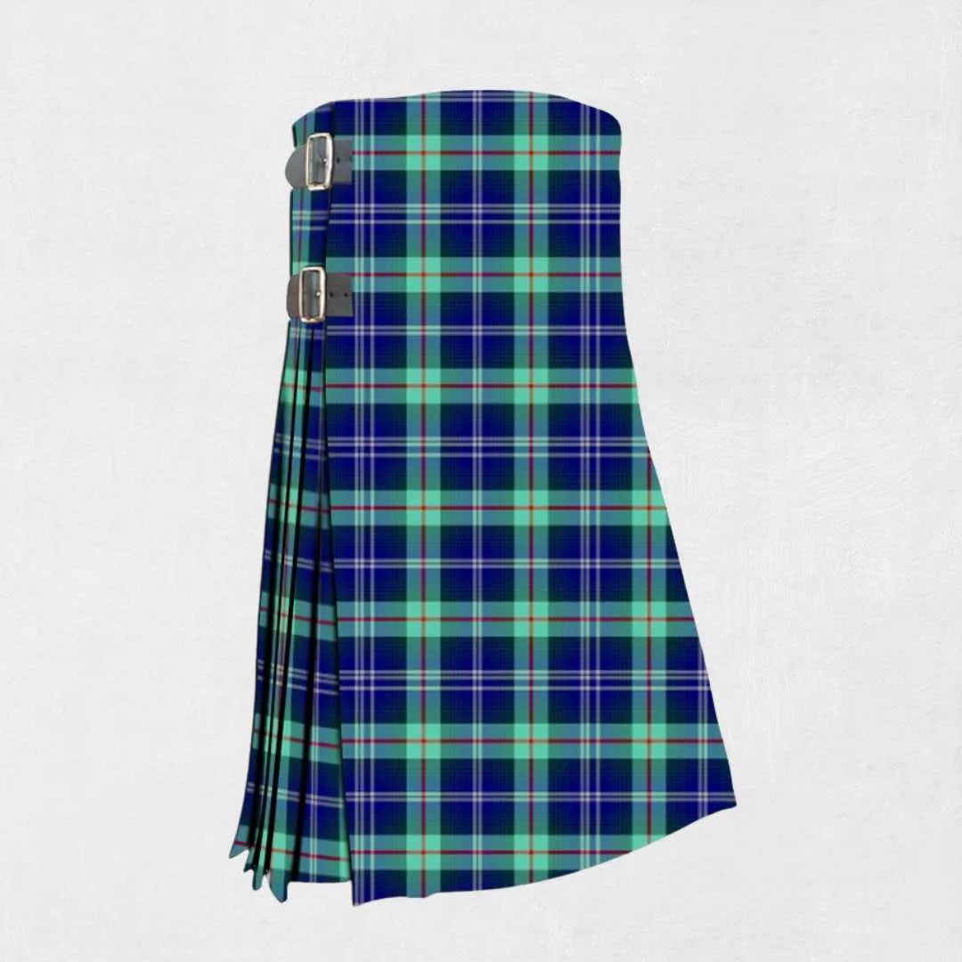 Handmade Help for Heroes tartan kilt in navy, red, light blue, and white
