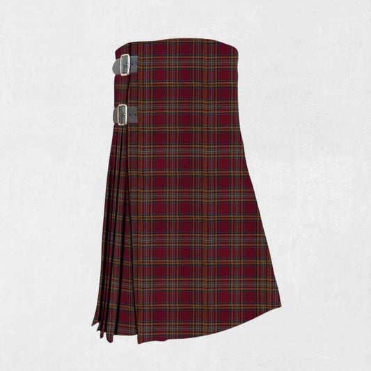 Handmade Hepburn tartan kilt in green, navy, black, and red design
