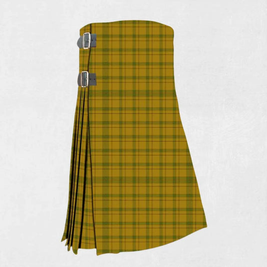 Handmade Houston tartan kilt in green, navy, black, and red check pattern

