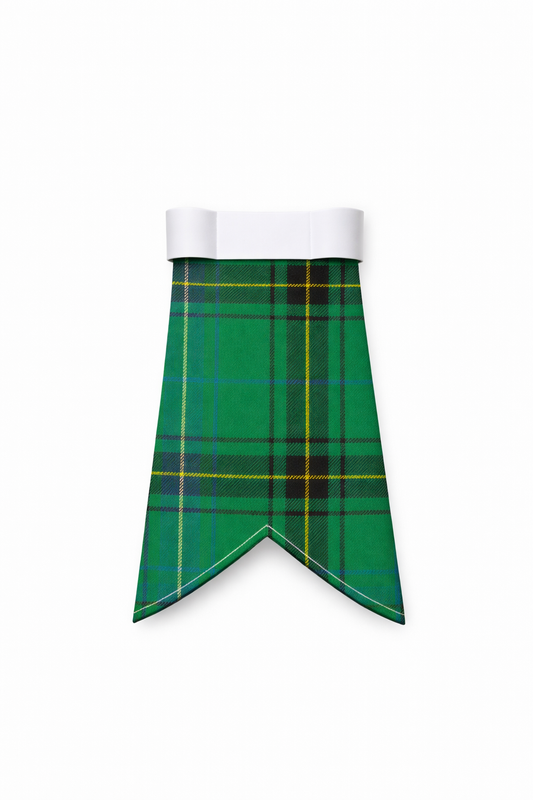 Hand Made Henderson tartan flashes worn with traditional Scottish kilt hose for Highland dress