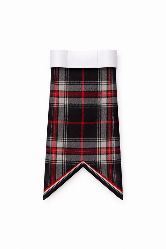 Hand Made Spirit of Bruce tartan flashes worn with traditional Scottish kilt hose for Highland dress