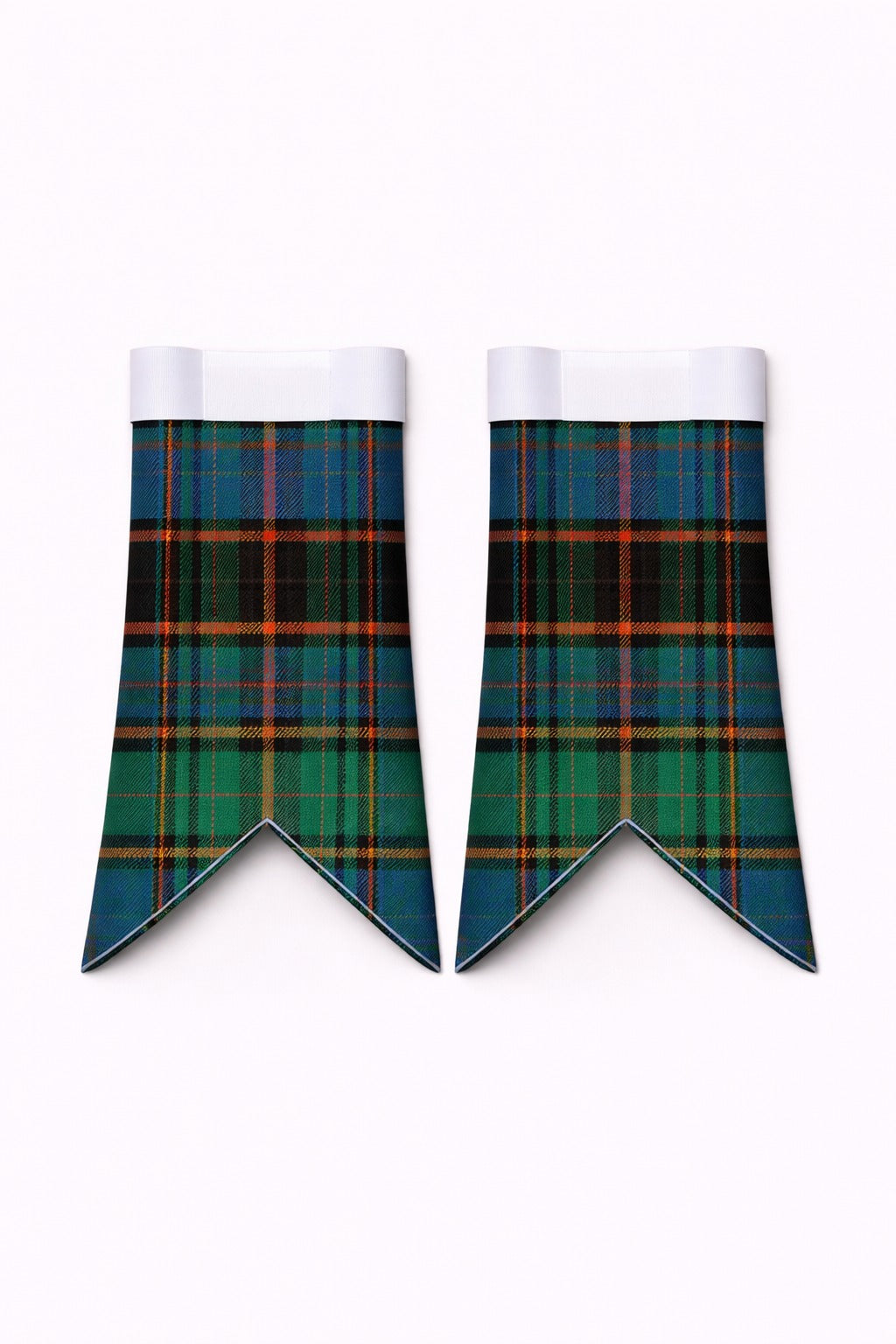 Handmade Davidson Tartan Flashes displayed on traditional kilt outfit showing premium craftsmanship