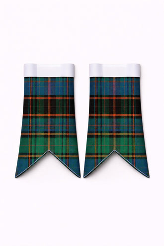 Handmade Davidson Tartan Flashes displayed on traditional kilt outfit showing premium craftsmanship