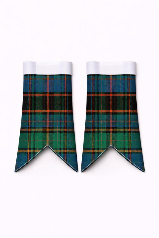 Handmade Davidson Tartan Flashes displayed on traditional kilt outfit showing premium craftsmanship