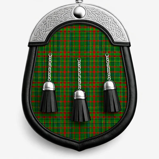 Handmade Doyle tartan sporran with traditional Scottish design worn with kilt