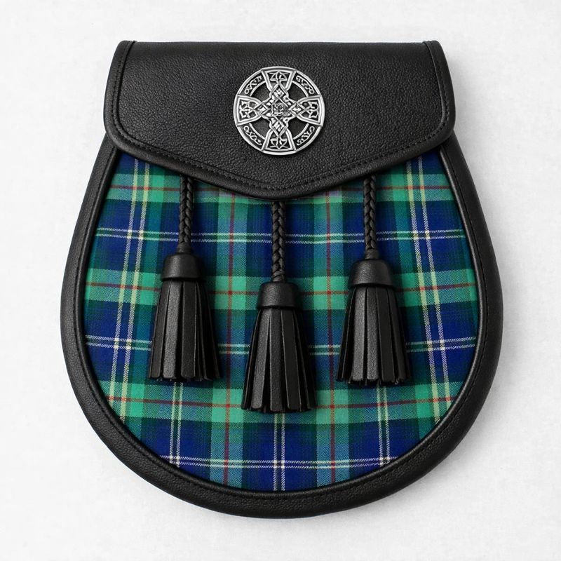 Handmade Help for Heroes tartan sporran with traditional tassels and leather backing for Scottish kilts