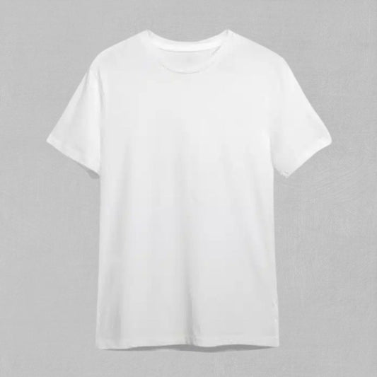 Front view of handmade white cotton t-shirt