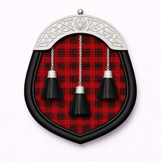 Handmade Brodie tartan sporran with traditional Scottish design worn with kilt
