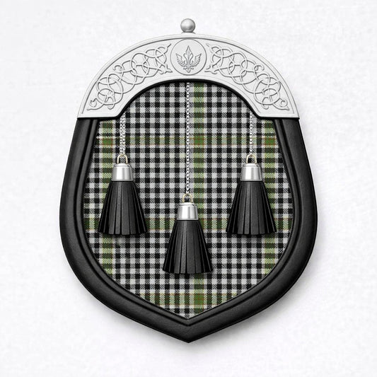 Handmade Burns tartan sporran with traditional Scottish design worn with kilt
