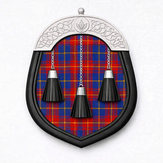 Handmade Butler tartan sporran with traditional Scottish design worn with kilt