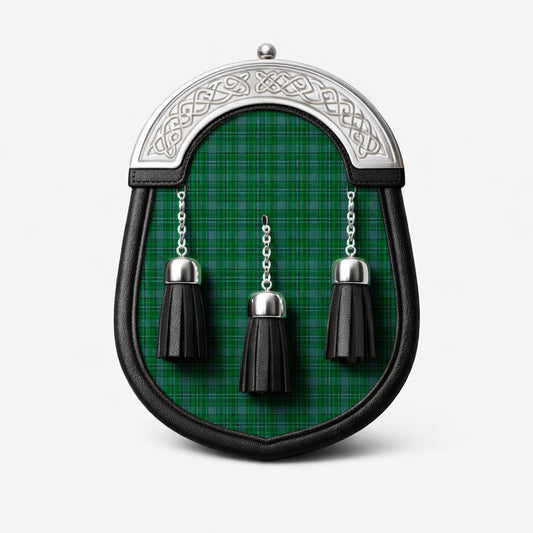 Handmade Campbell Simpson tartan sporran with traditional Scottish design worn with kilt