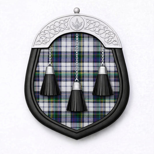 Handmade Campbell of Cawdor Dress tartan sporran with elegant Scottish design worn with kilt