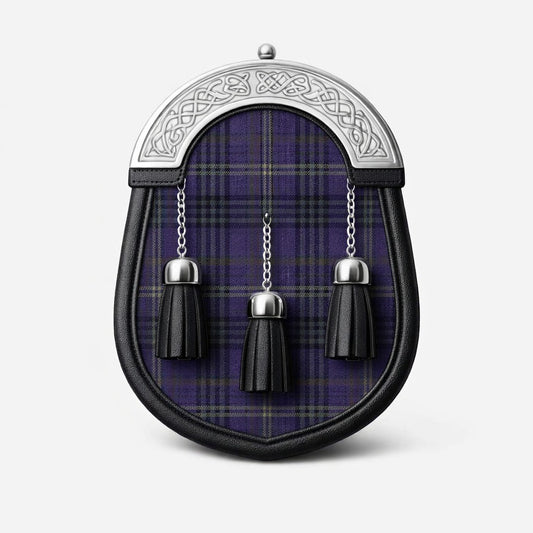 Handmade Cassidy tartan sporran with traditional Scottish design worn with kilt