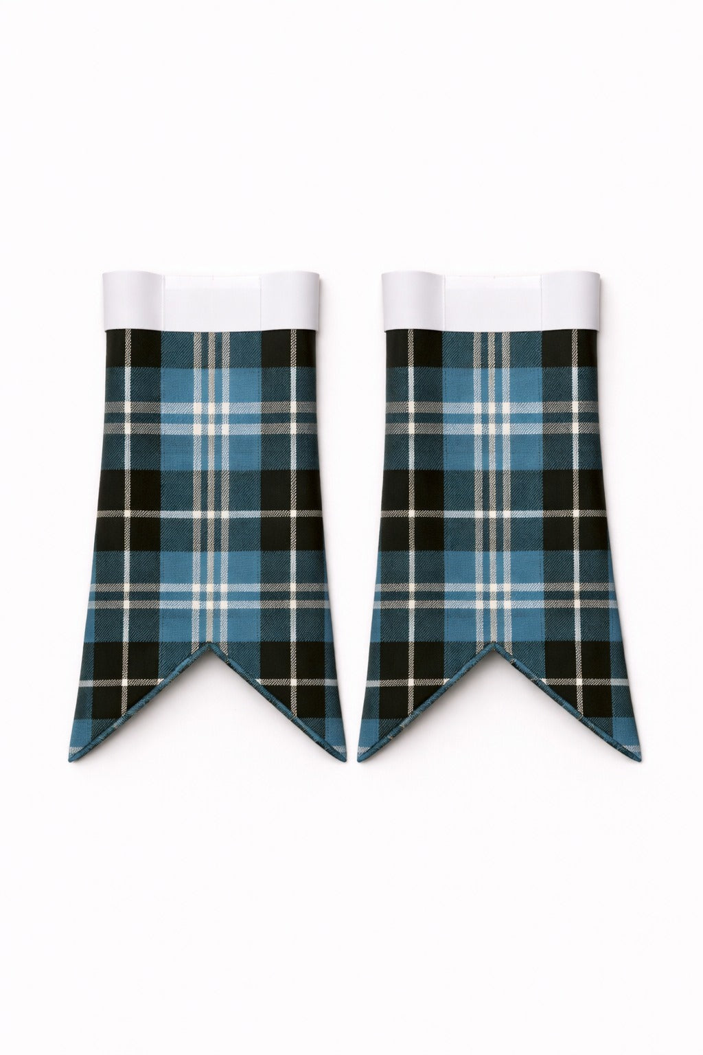 Handmade Clark tartan kilt in green, navy, and red overcheck pattern
