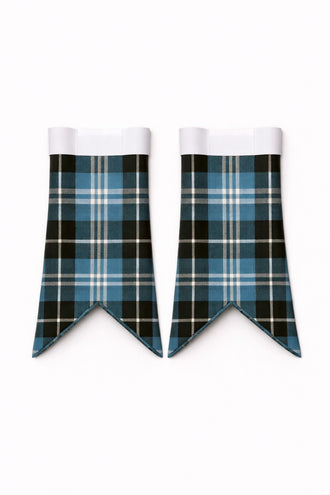 Handmade Clark tartan kilt in green, navy, and red overcheck pattern

