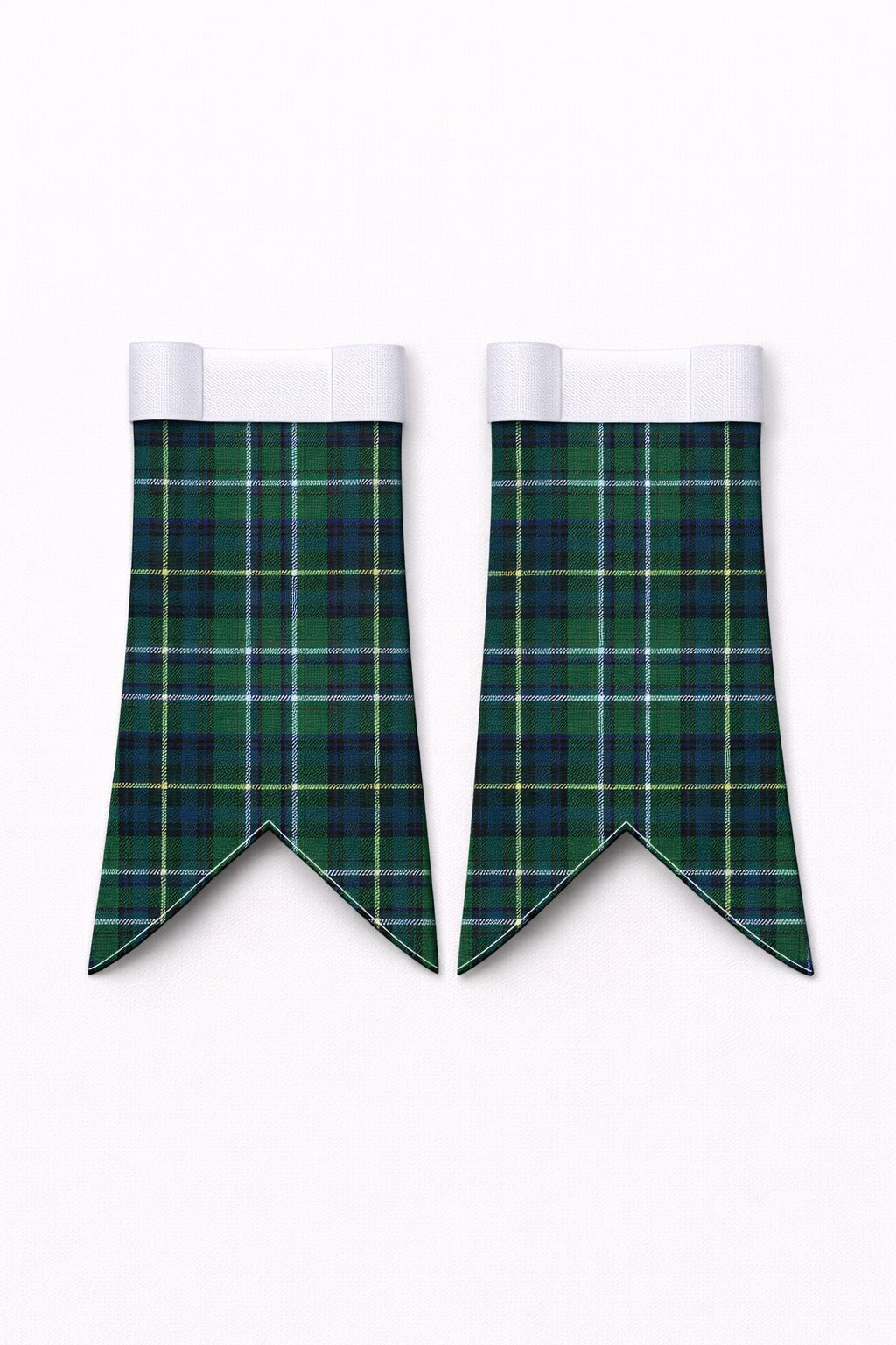 Handmade Cockburn tartan kilt in green, navy, and red overcheck pattern

