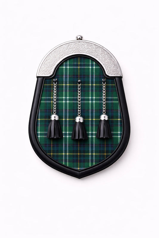 Handmade Cockburn tartan sporran with traditional Scottish design worn with kilt