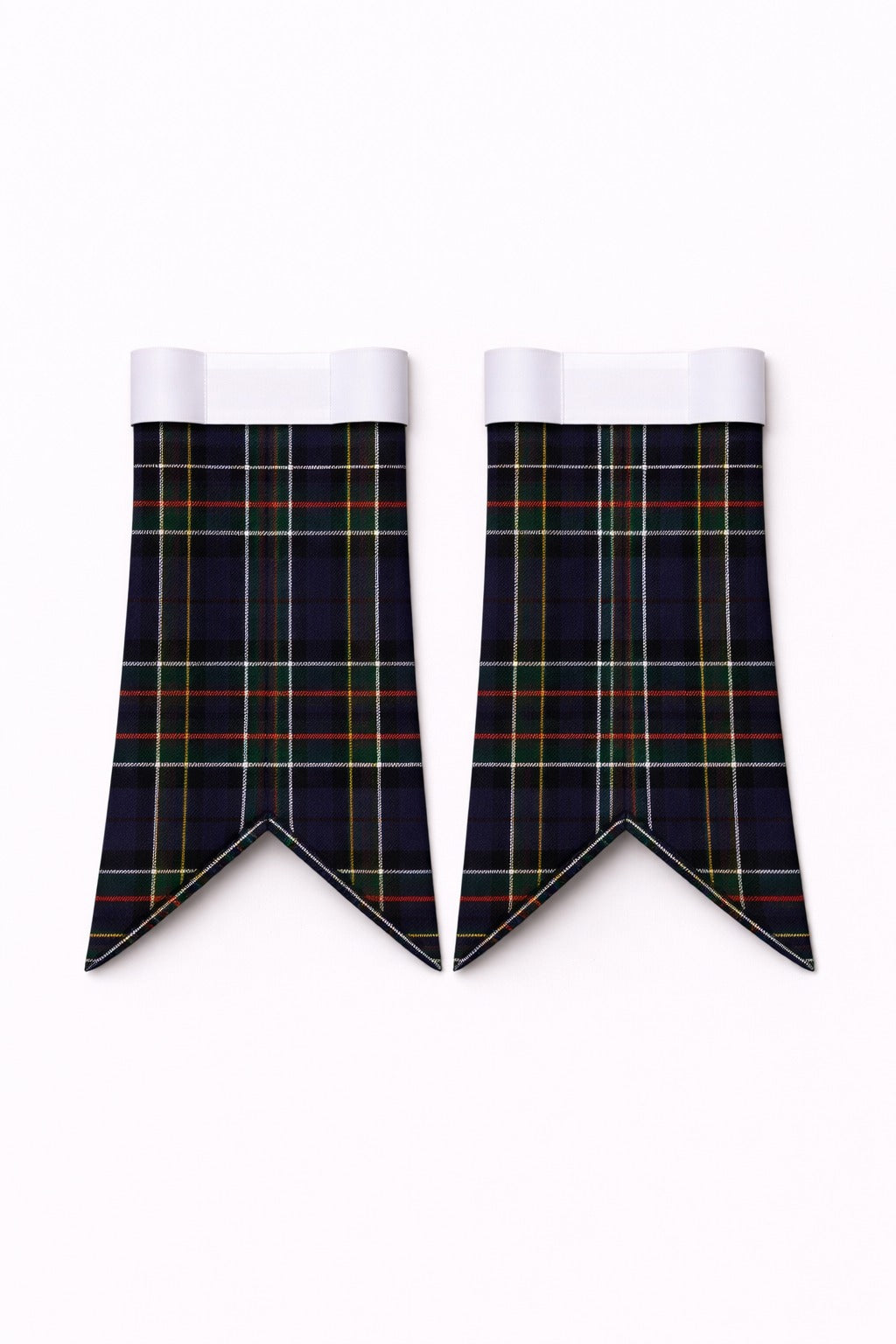 Handmade Colquhoun tartan kilt in green, blue, and red overcheck pattern
