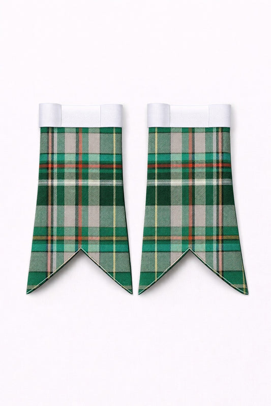 Handmade Craig Tartan Flashes displayed on traditional kilt outfit highlighting detailed craftsmanship