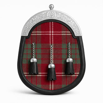 Handmade Crawford tartan sporran with traditional Scottish design worn with kilt