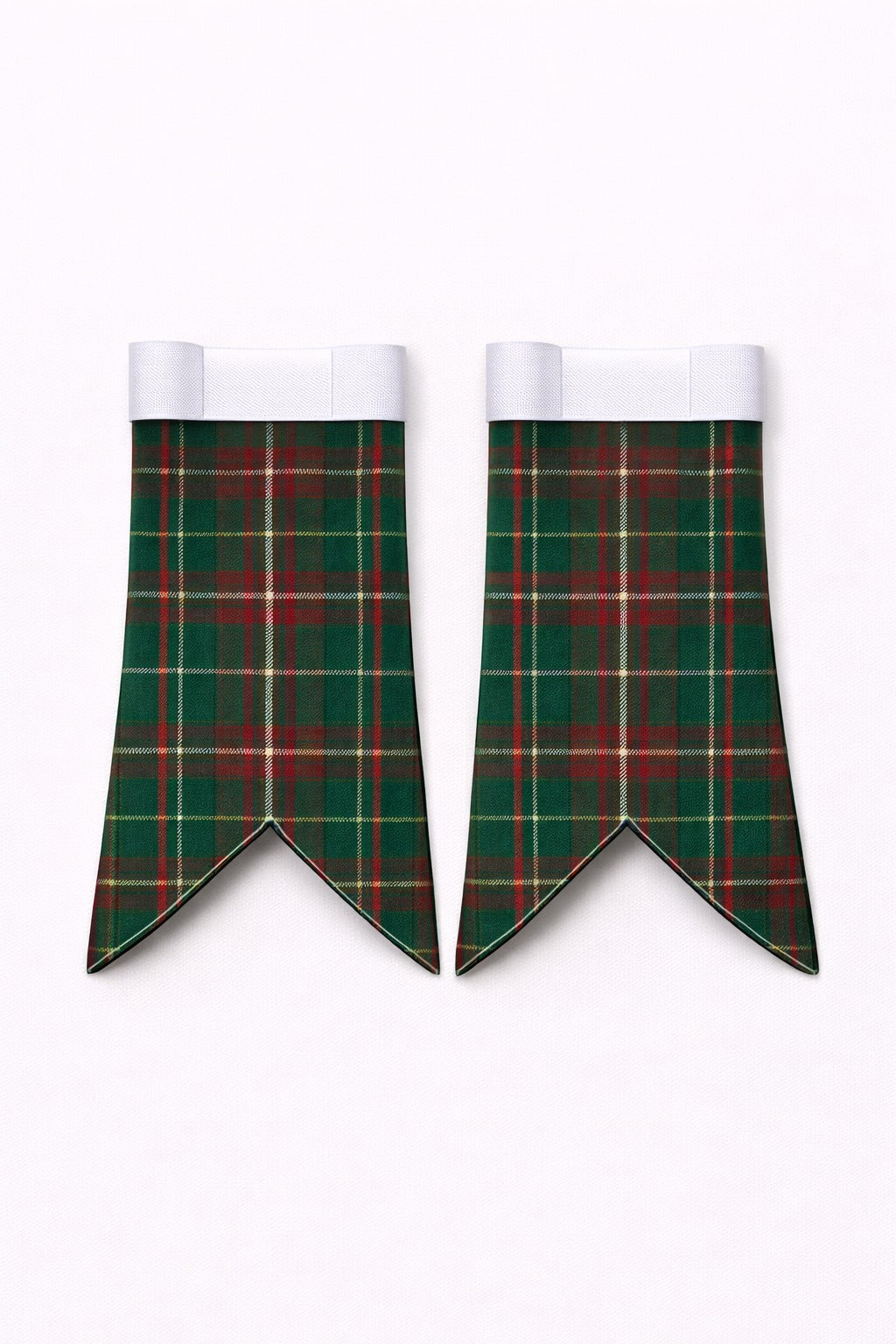 Handmade Cunningham Tartan Flashes displayed on traditional kilt outfit showing detailed craftsmanship