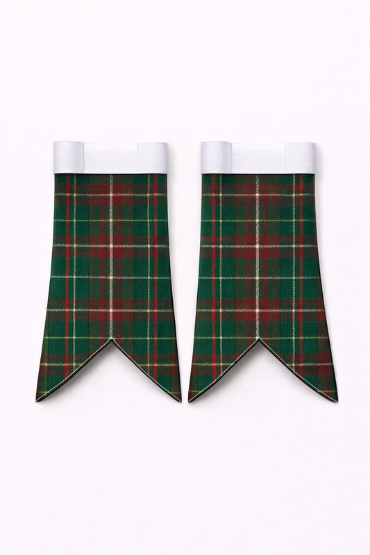 Handmade Cunningham Tartan Flashes displayed on traditional kilt outfit showing detailed craftsmanship