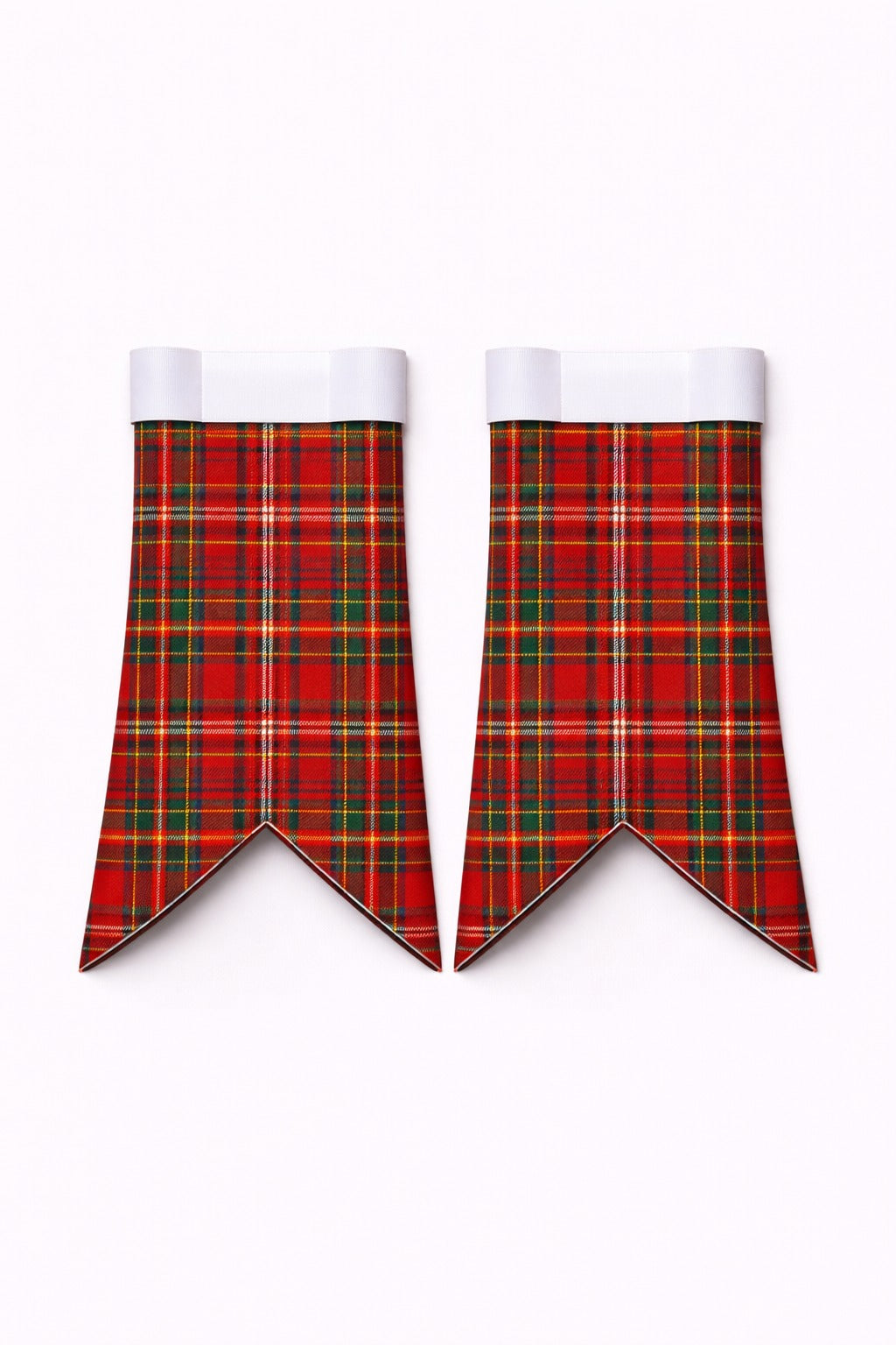 Handmade Dalziel Tartan Flashes displayed on traditional kilt outfit highlighting detailed craftsmanship