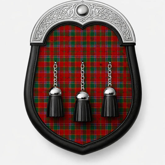 Handmade Dalziel tartan sporran with traditional Scottish design worn with kilt
