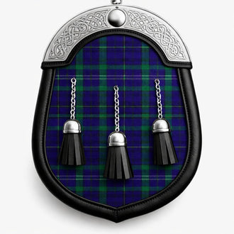 Handmade Davies tartan sporran with traditional Scottish design worn with kilt