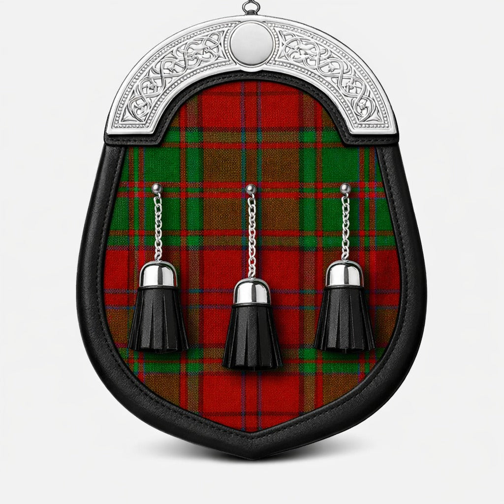 Handmade Dunbar tartan sporran with traditional Scottish design worn with kilt