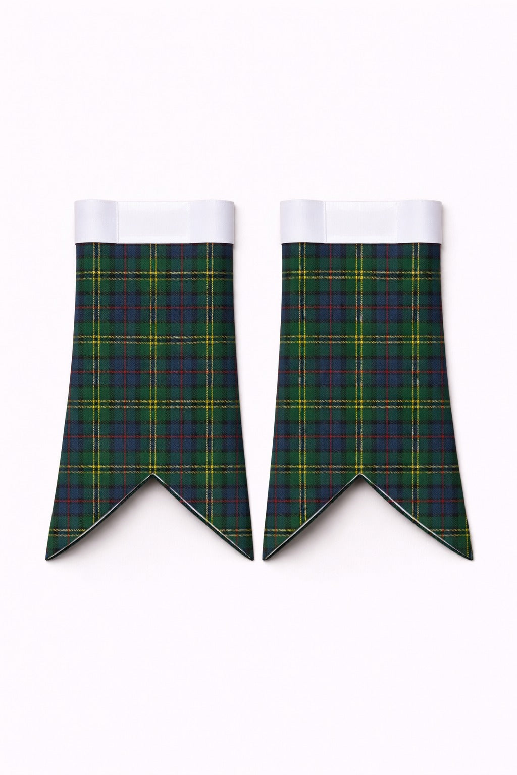 Handmade Duncan Tartan Flashes displayed on traditional kilt outfit showing premium craftsmanship