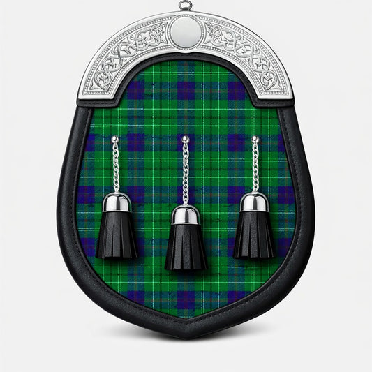 Handmade Duncan tartan sporran with traditional Scottish design worn with kilt