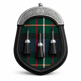 Handmade Ferguson tartan sporran with traditional Scottish design worn with kilt