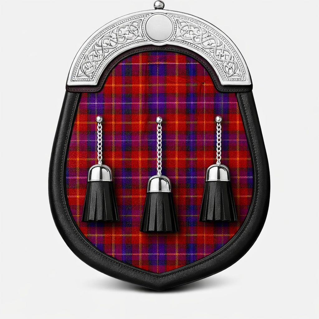 Handmade Fife tartan sporran with traditional Scottish design worn with kilt