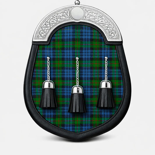 Handmade Fletcher tartan sporran with traditional Scottish design worn with kilt
