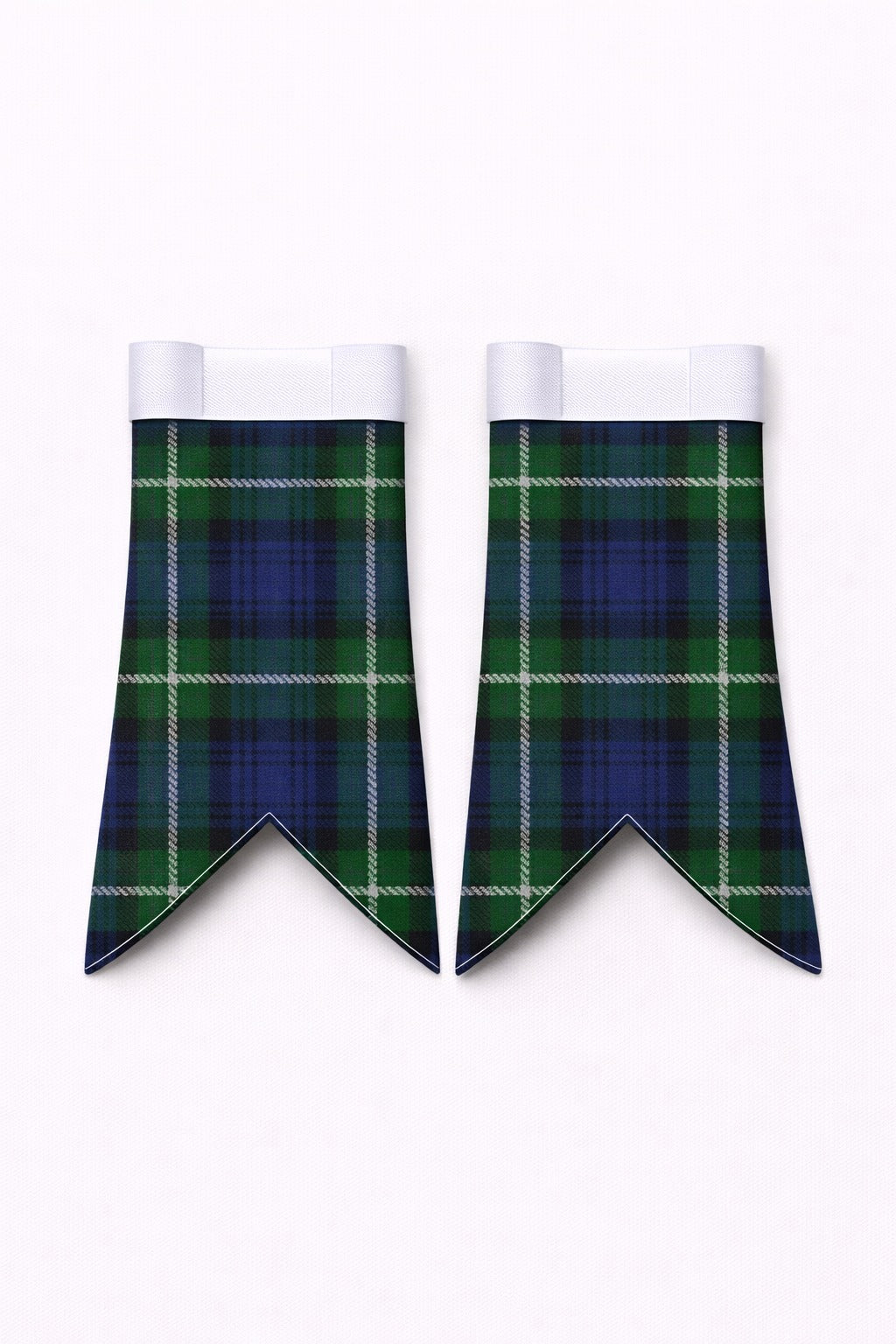 Handmade Forbes Tartan Flashes displayed on traditional kilt outfit showing detailed craftsmanship