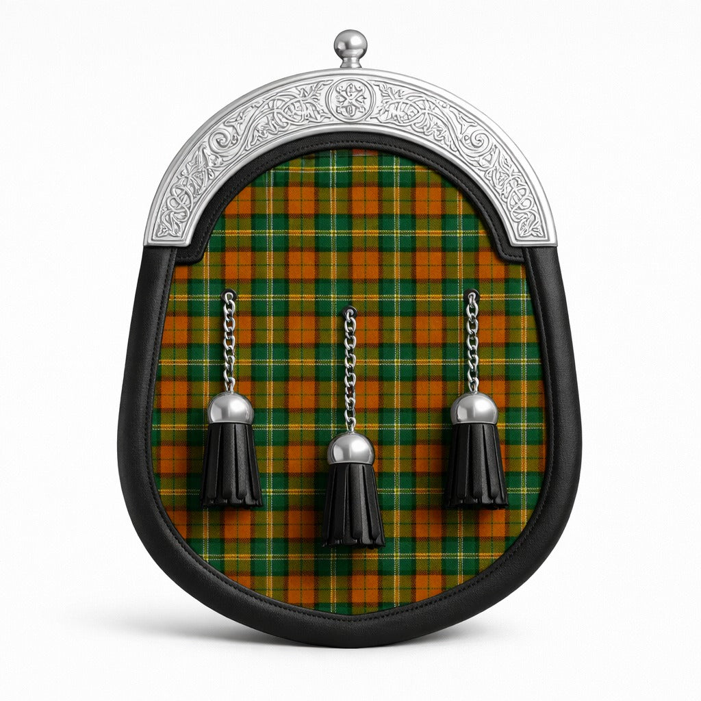 Handmade Forbes tartan sporran with traditional Scottish design worn with kilt
