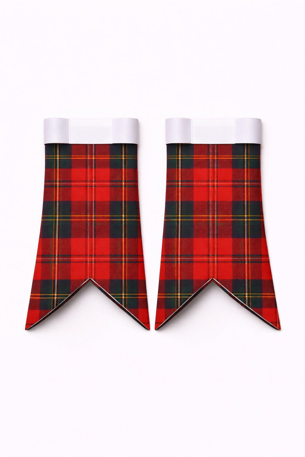 Handmade Fraser Tartan Flashes displayed on traditional kilt outfit showing detailed craftsmanship