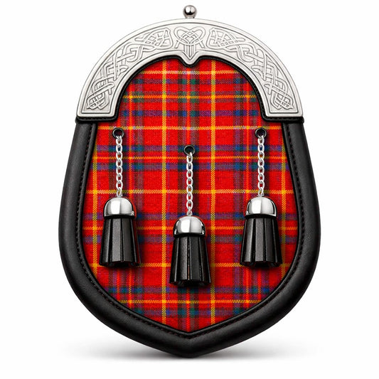 Handmade Fraser of Lovat tartan sporran with traditional Scottish design worn with kilt