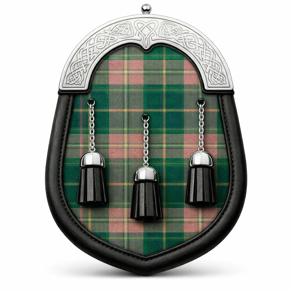 Handmade Gallagher tartan sporran with traditional Scottish design worn with kilt